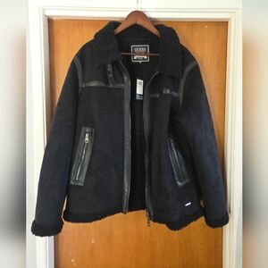 Men's ECO Faux-Shearling Suede Sherpa Jacket Large Black